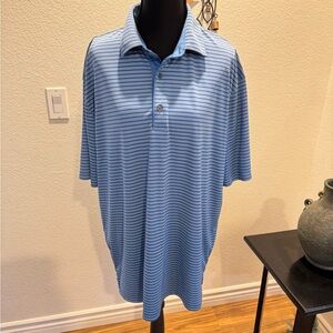 Greg Norman Collection Sky Blue Polo with Stripes